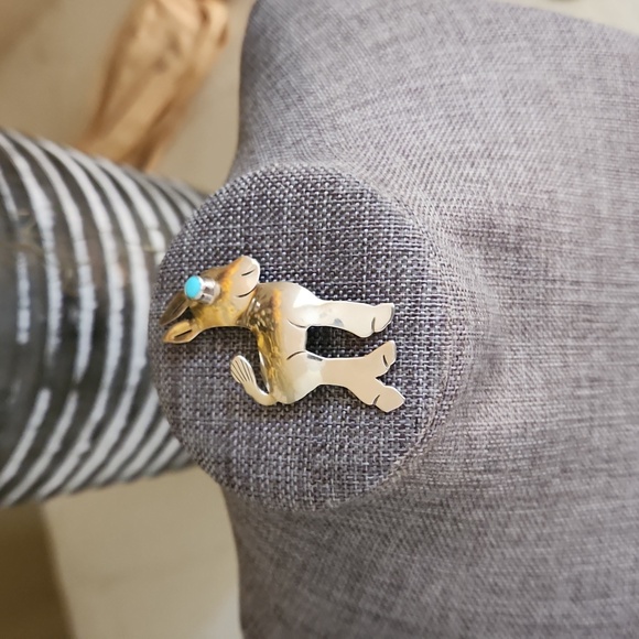 Adorable Native American Navajo Handmade Turquoise & Sterling Burro Brooch ♥️🫏 - Picture 2 of 13